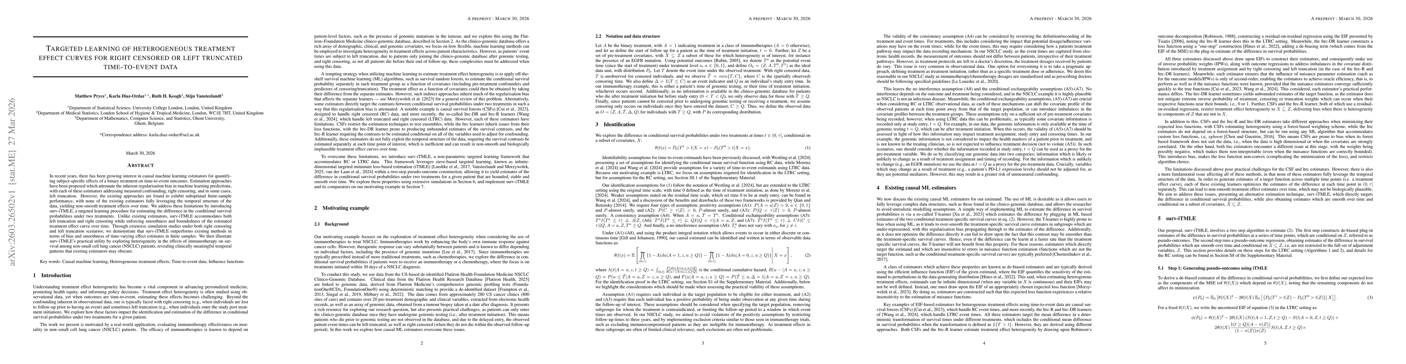 Thumbnail for Targeted learning of heterogeneous treatment effect curves for right censored or left truncated time-to-event data