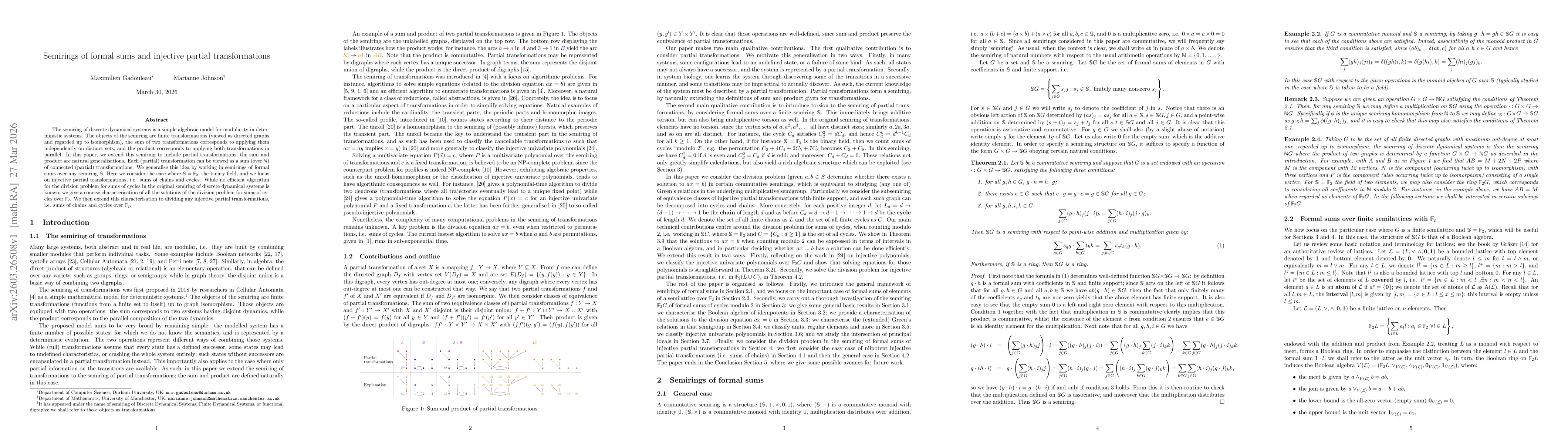 Thumbnail for Semirings of formal sums and injective partial transformations