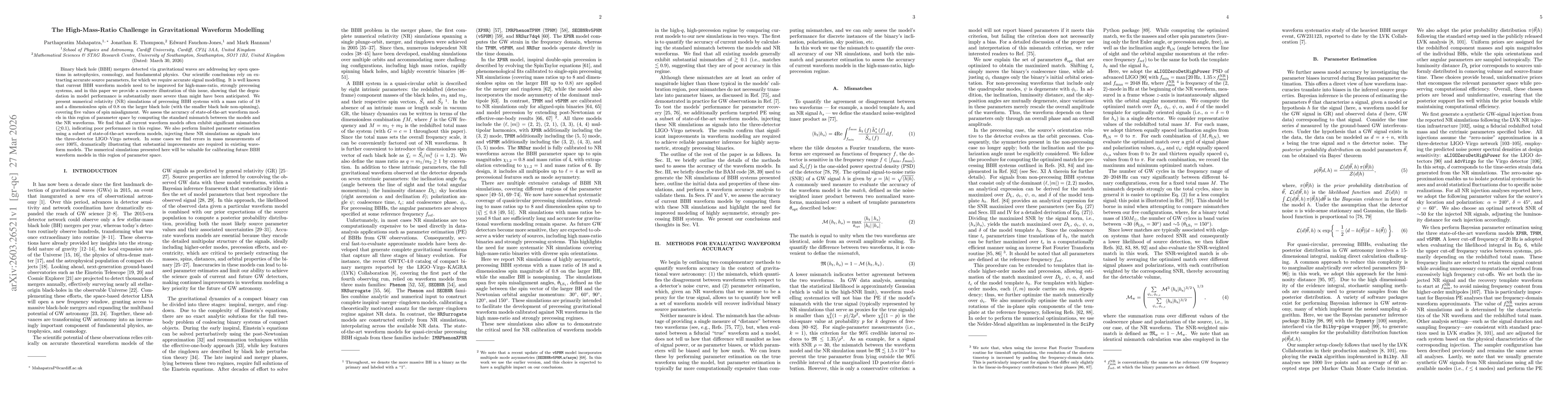 Thumbnail for The High-Mass-Ratio Challenge in Gravitational Waveform Modelling