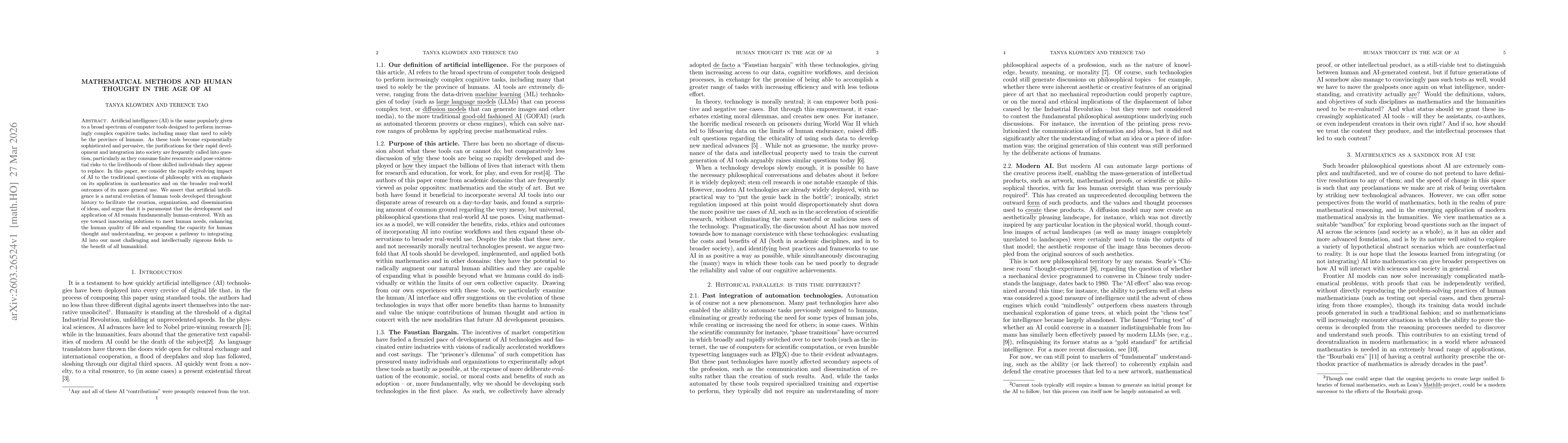 Thumbnail for Mathematical methods and human thought in the age of AI