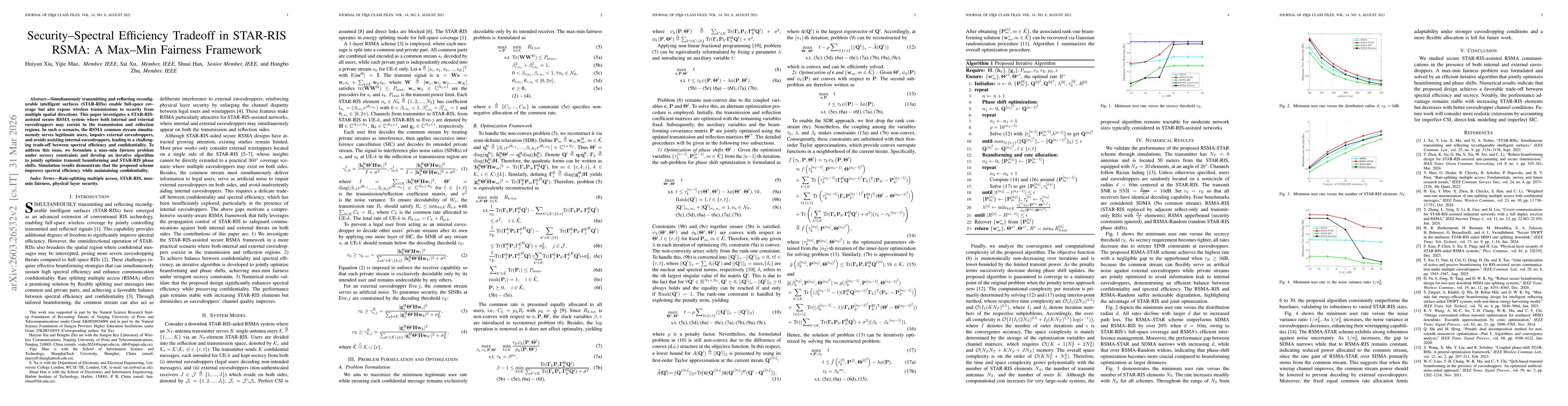 Thumbnail for Security-Spectral Efficiency Tradeoff in STAR-RIS RSMA: A Max-Min Fairness Framework