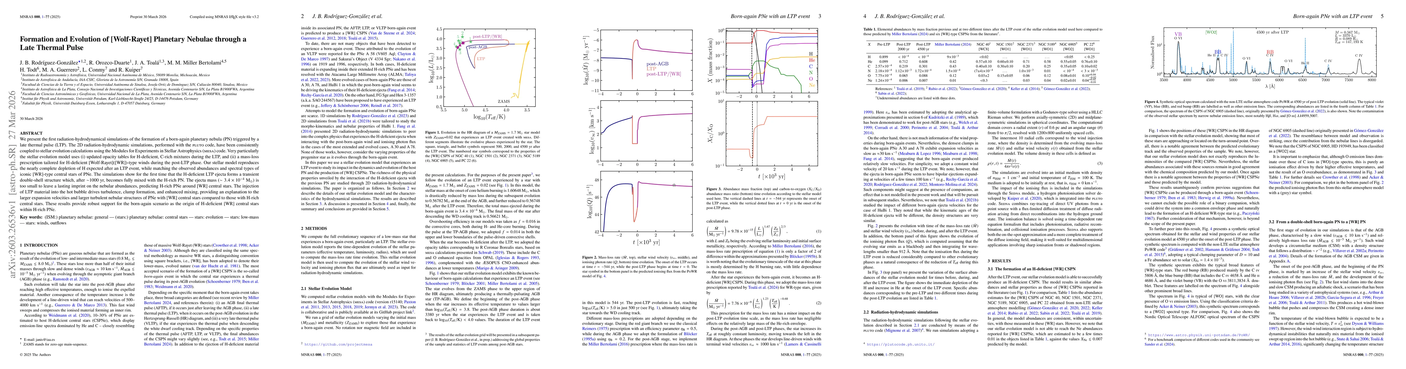 Thumbnail for Formation and Evolution of [Wolf-Rayet] Planetary Nebulae through a Late Thermal Pulse