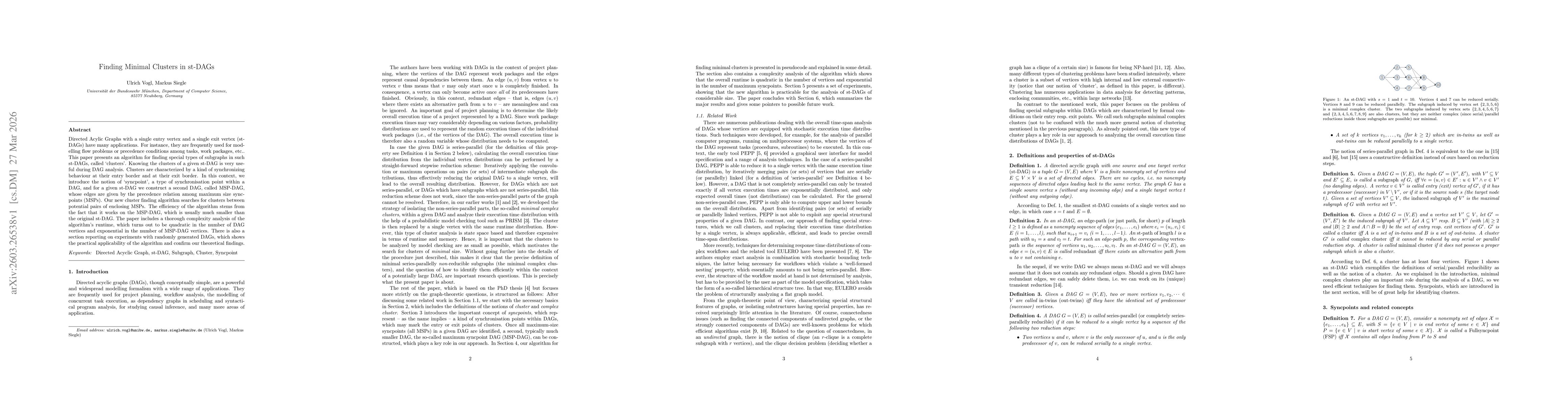 Thumbnail for Finding Minimal Clusters in st-DAGs