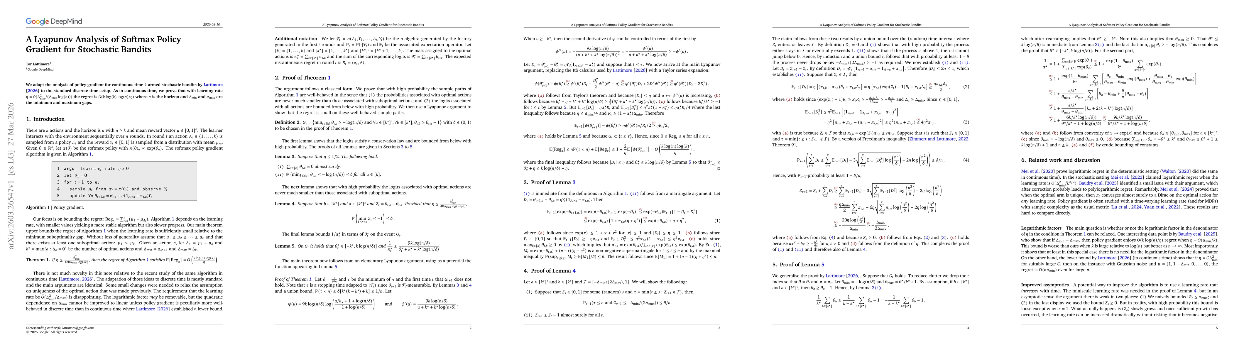 Thumbnail for A Lyapunov Analysis of Softmax Policy Gradient for Stochastic Bandits