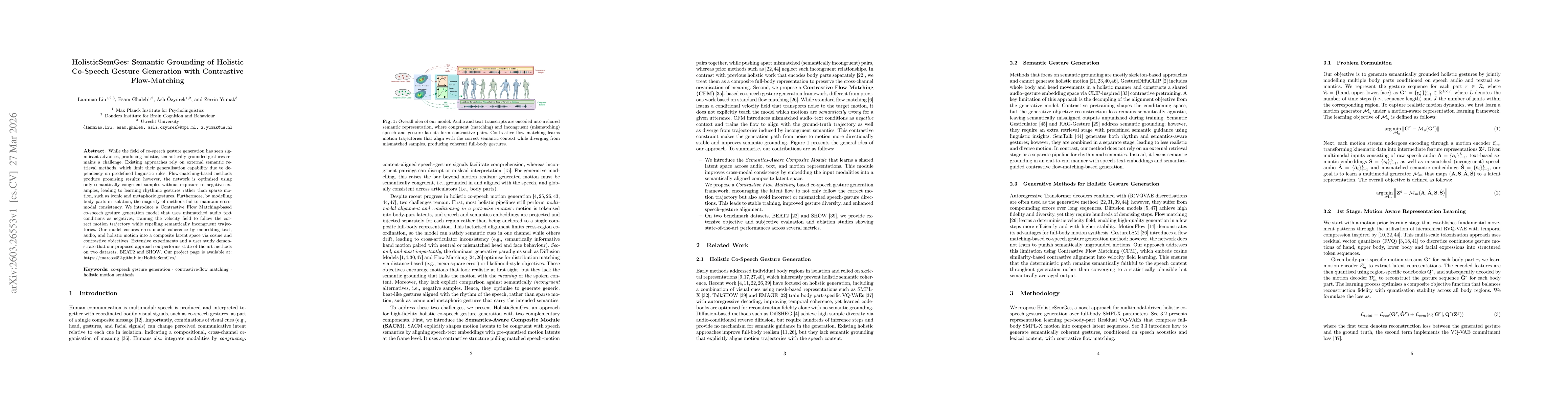 Thumbnail for HolisticSemGes: Semantic Grounding of Holistic Co-Speech Gesture Generation with Contrastive Flow-Matching