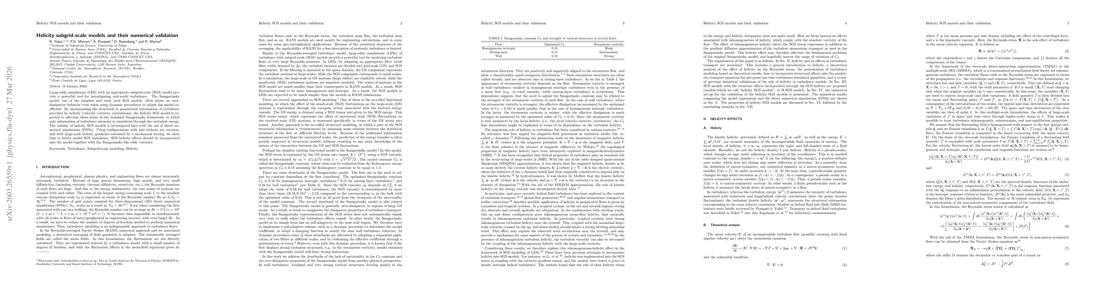Thumbnail for Helicity subgrid-scale models and their numerical validation