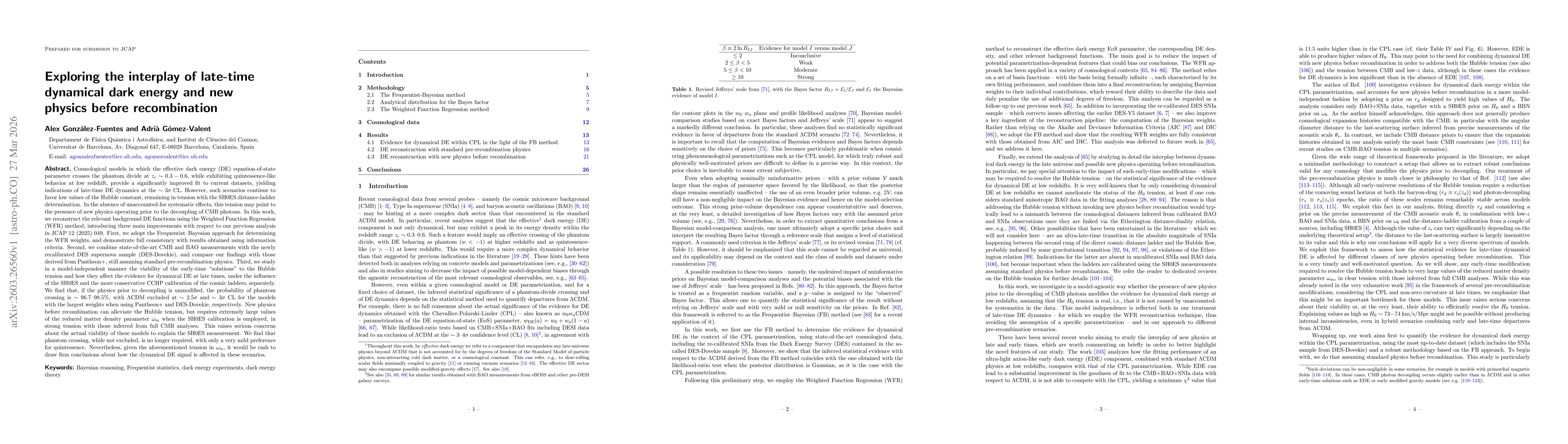 Thumbnail for Exploring the interplay of late-time dynamical dark energy and new physics before recombination