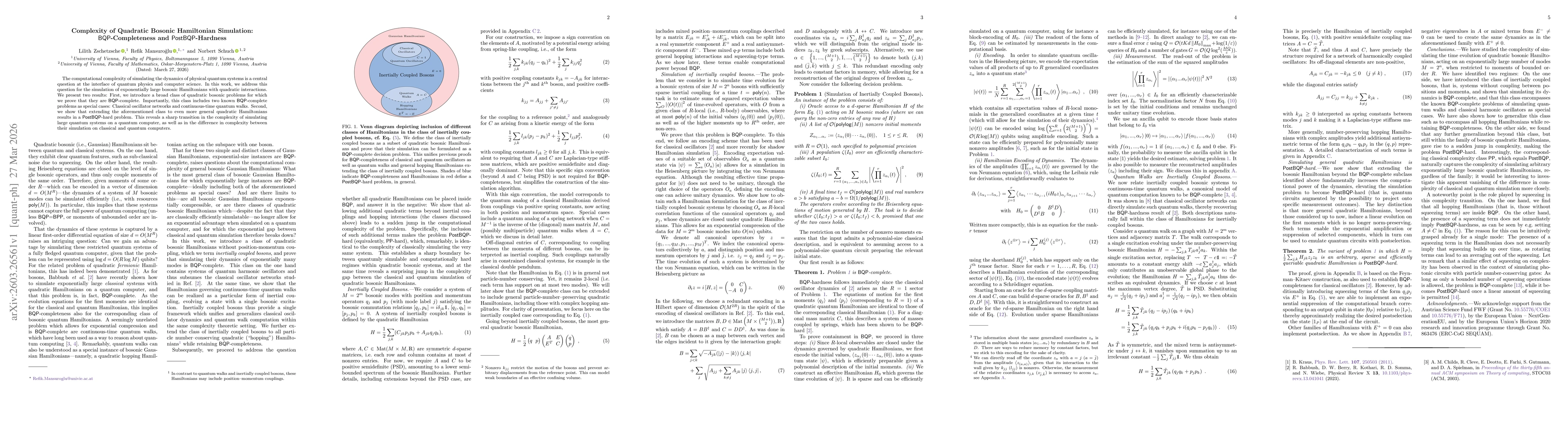 Thumbnail for Complexity of Quadratic Bosonic Hamiltonian Simulation: $\mathsf{BQP}$-Completeness and $\mathsf{PostBQP}$-Hardness