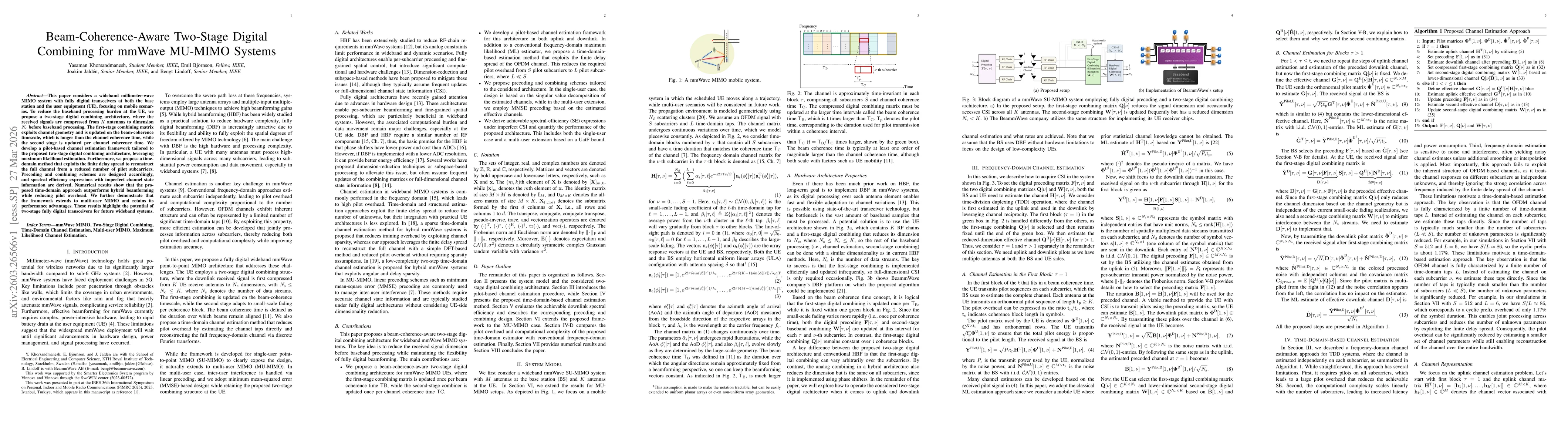 Thumbnail for Beam-Coherence-Aware Two-Stage Digital Combining for mmWave MU-MIMO Systems
