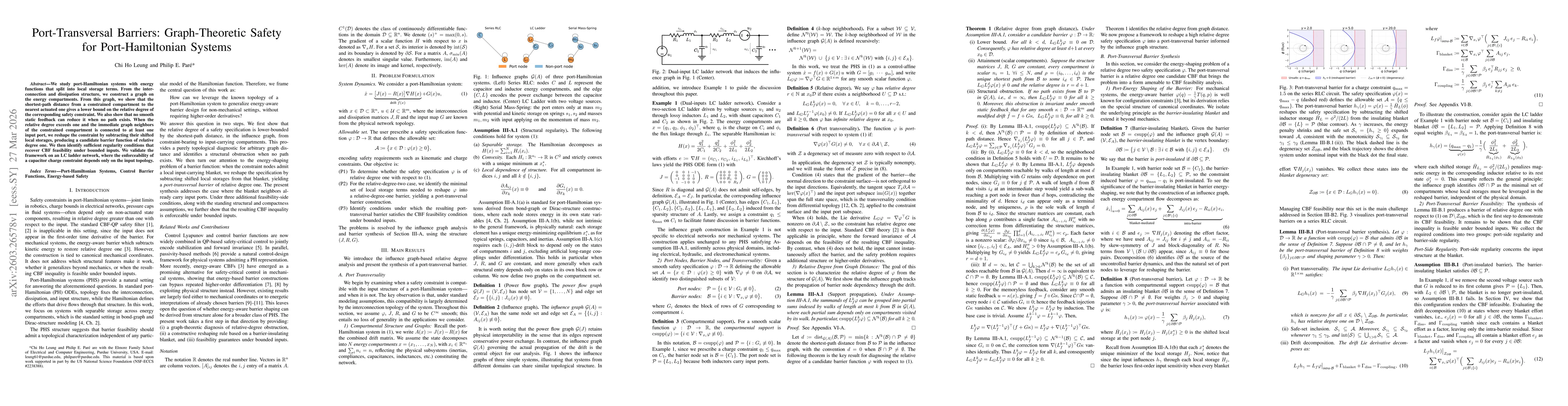 Thumbnail for Port-Transversal Barriers: Graph-Theoretic Safety for Port-Hamiltonian Systems