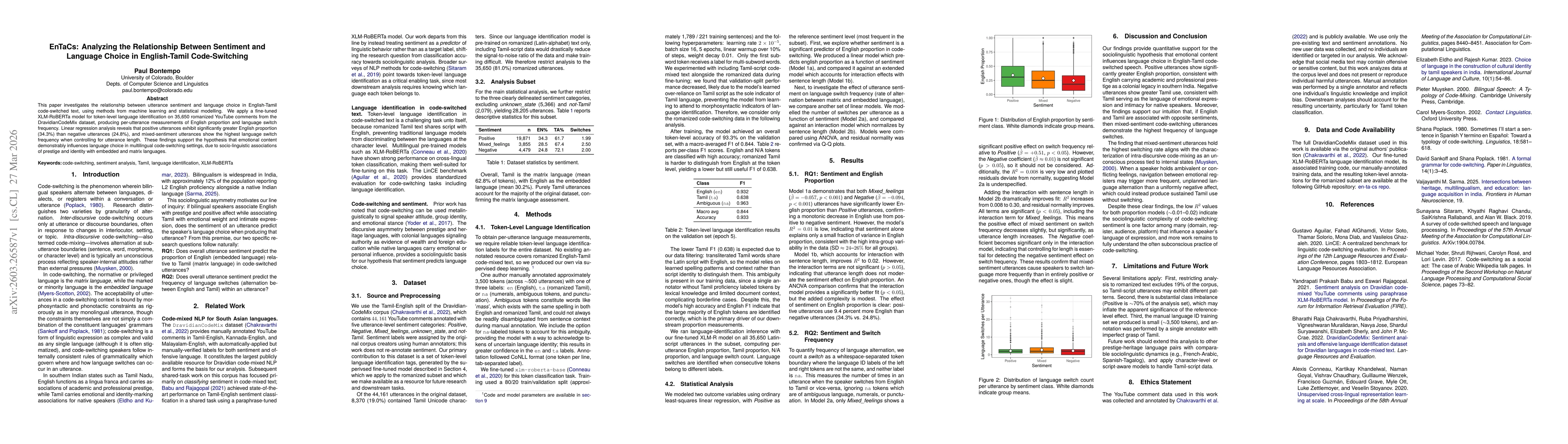 Thumbnail for EnTaCs: Analyzing the Relationship Between Sentiment and Language Choice in English-Tamil Code-Switching