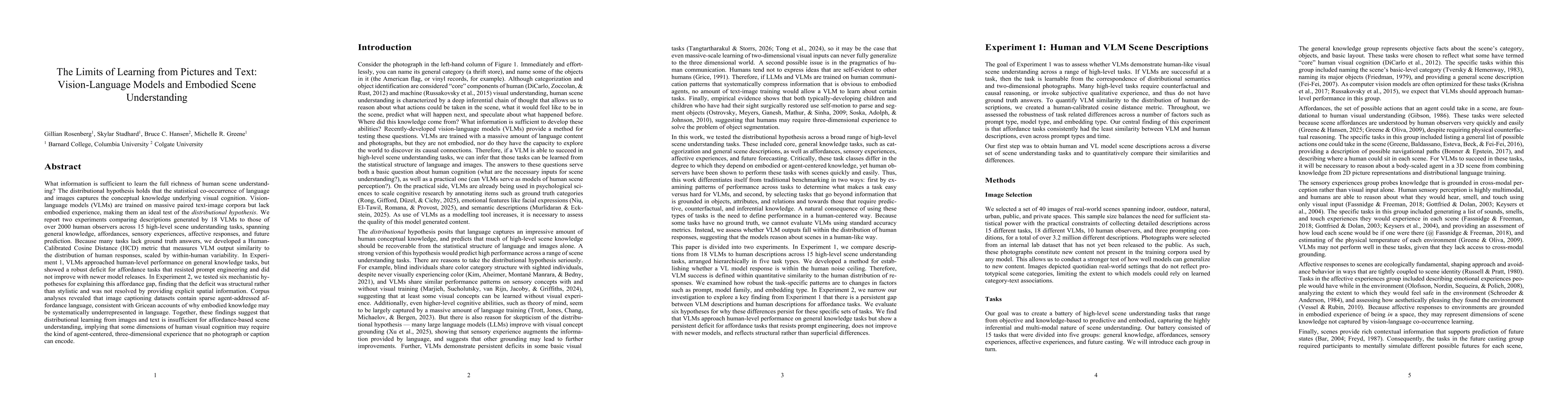 Thumbnail for The Limits of Learning from Pictures and Text: Vision-Language Models and Embodied Scene Understanding