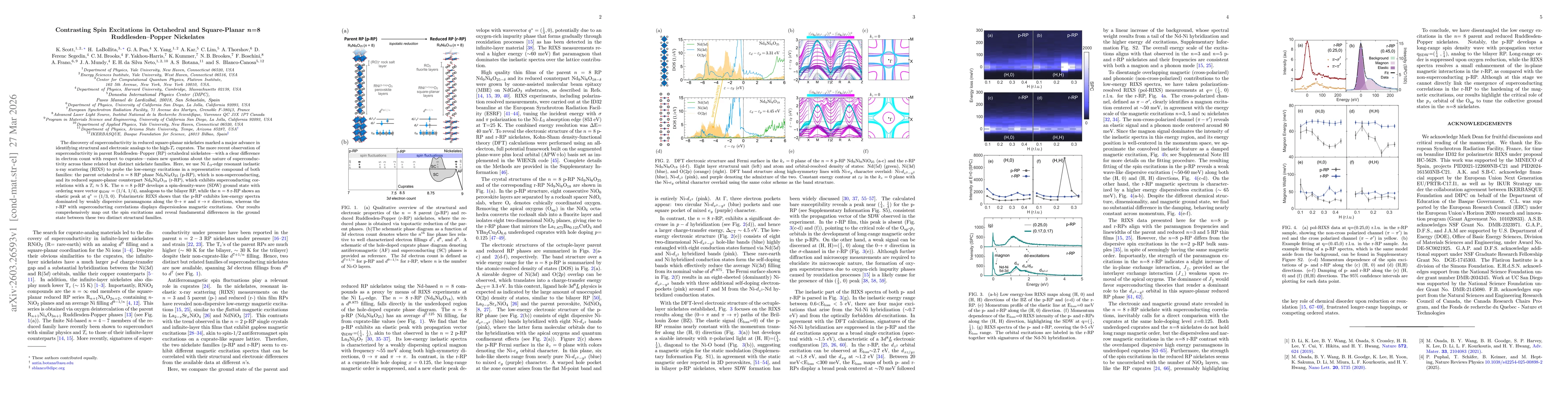 Thumbnail for Contrasting Spin Excitations in Octahedral and Square-Planar n=8 Ruddlesden-Popper Nickelates