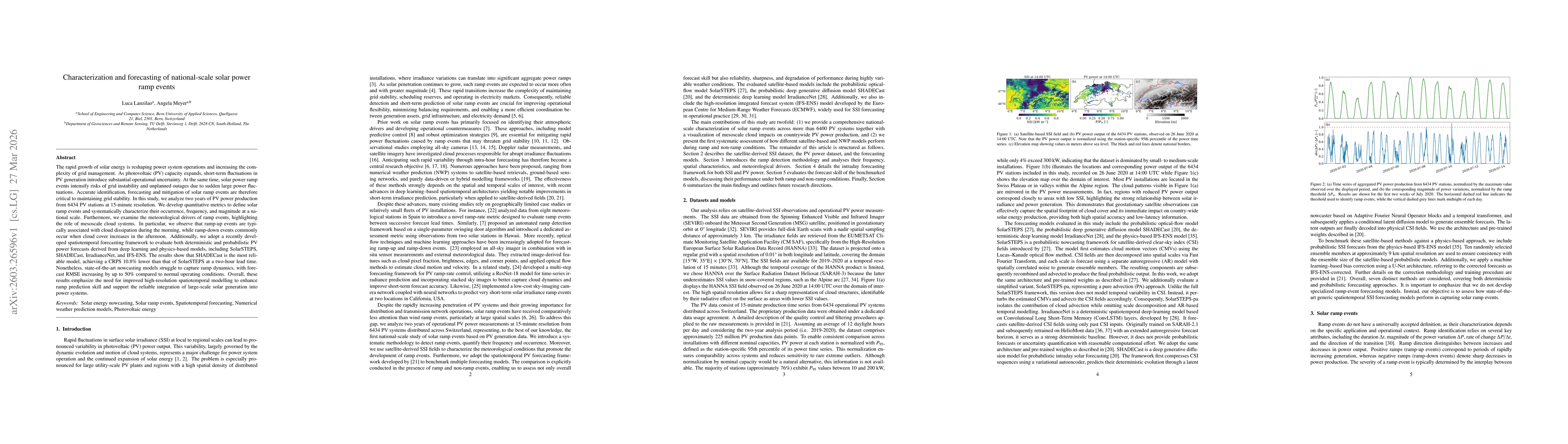 Thumbnail for Characterization and forecasting of national-scale solar power ramp events