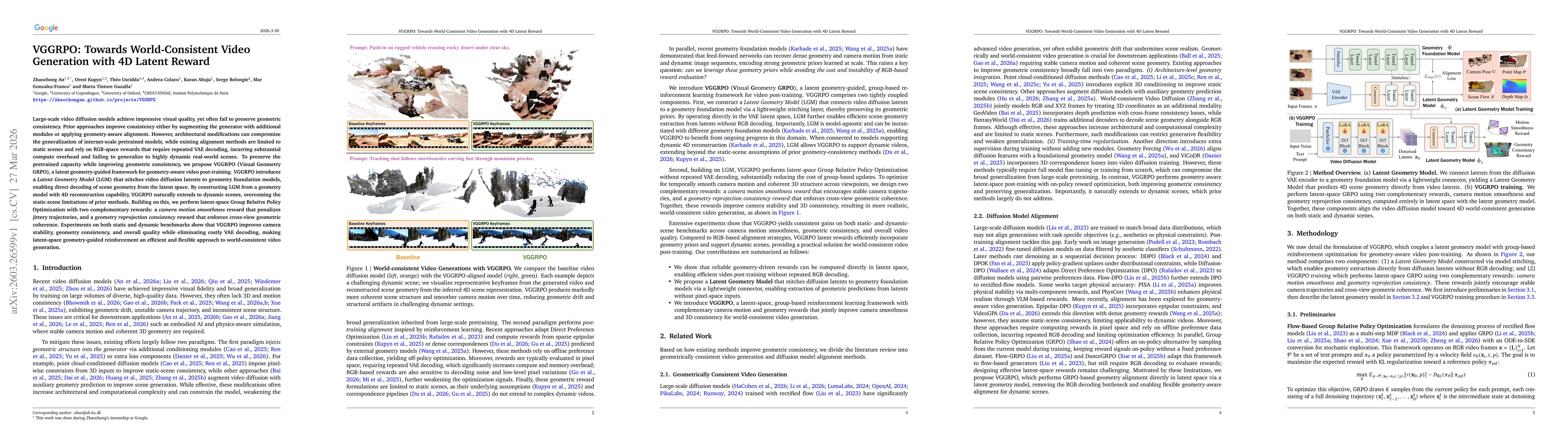 Thumbnail for VGGRPO: Towards World-Consistent Video Generation with 4D Latent Reward