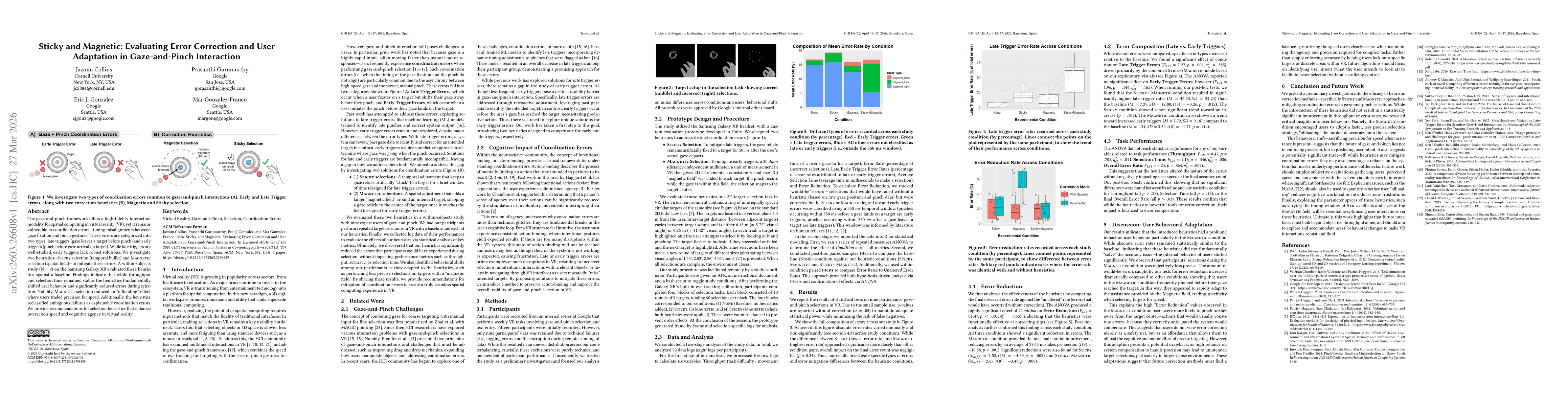 Thumbnail for Sticky and Magnetic: Evaluating Error Correction and User Adaptation in Gaze and Pinch Interaction