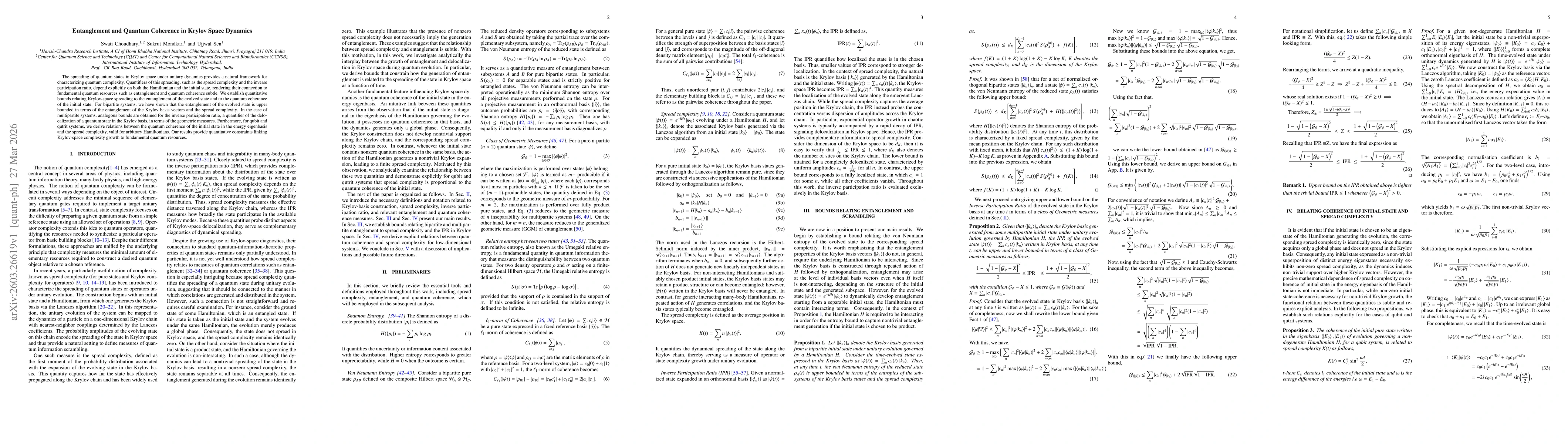Thumbnail for Entanglement and Quantum Coherence in Krylov Space Dynamics