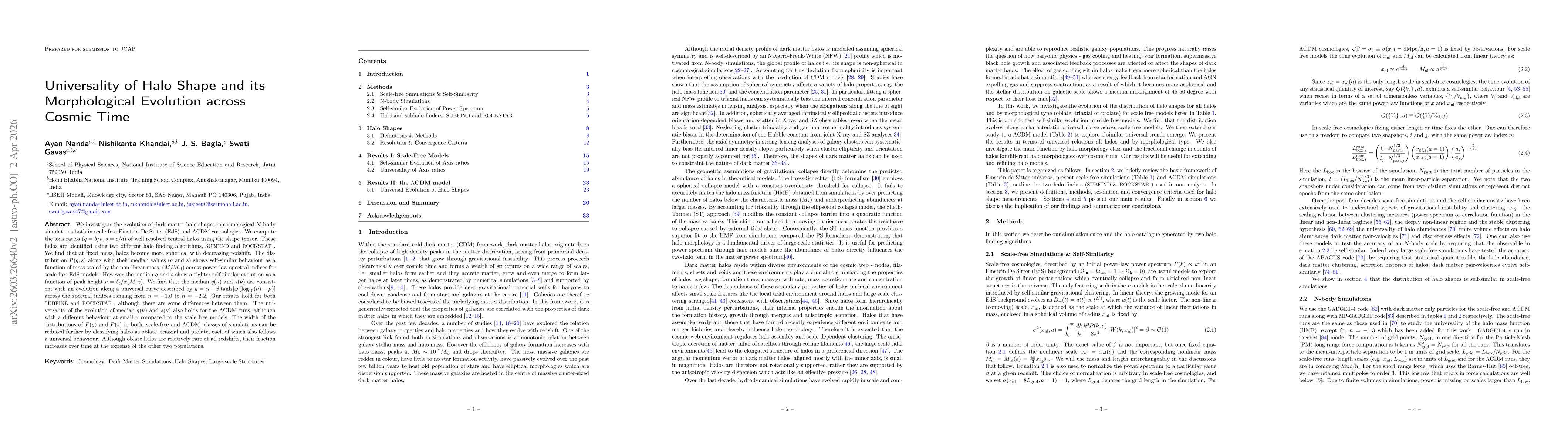 Thumbnail for Universality of Halo Shape and its Morphological Evolution across Cosmic Time