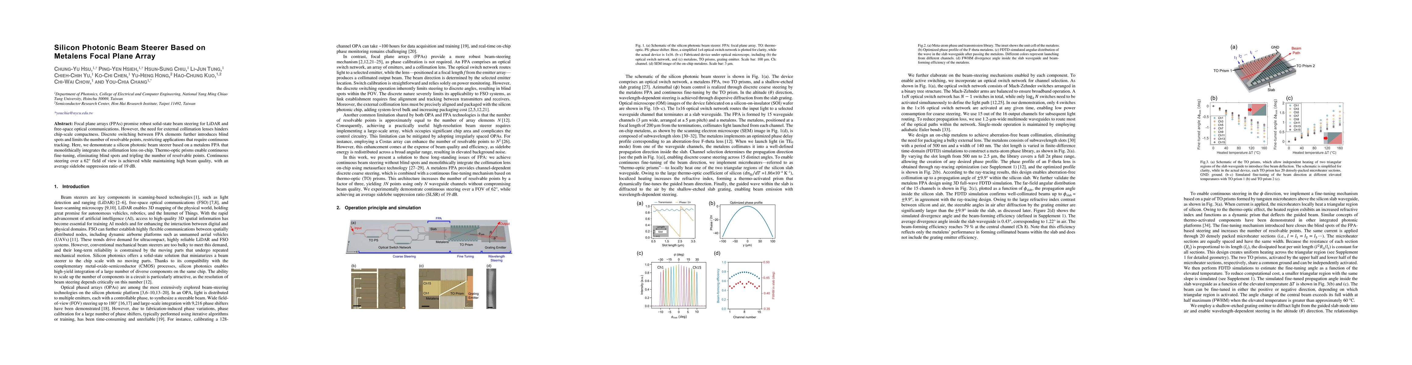 Thumbnail for Silicon Photonic Beam Steerer Based on Metalens Focal Plane Array