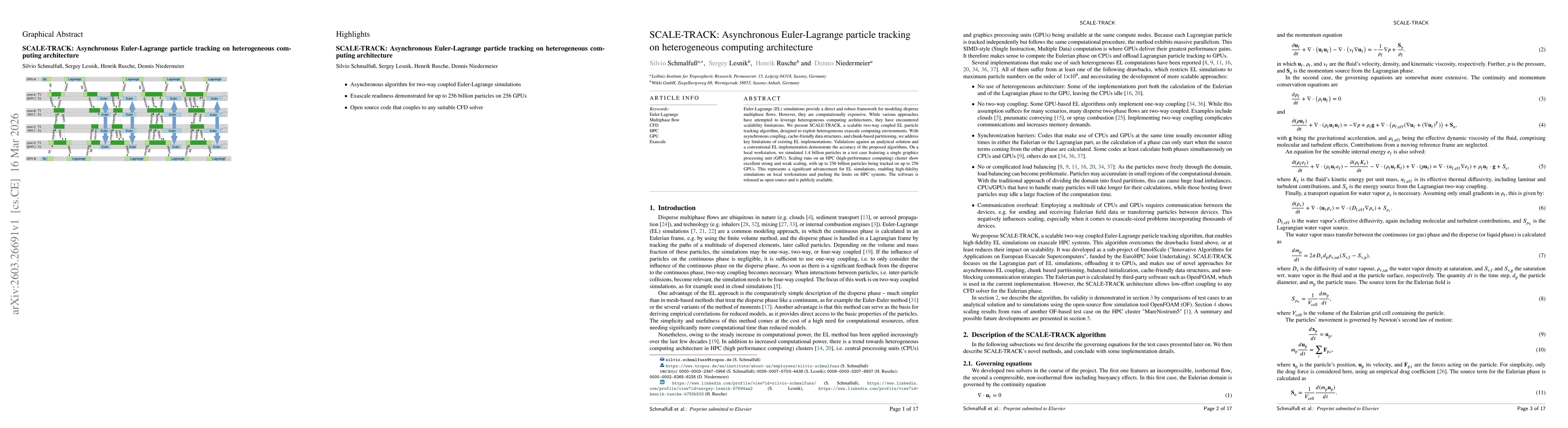 Thumbnail for SCALE-TRACK: Asynchronous Euler-Lagrange particle tracking on heterogeneous computing architecture