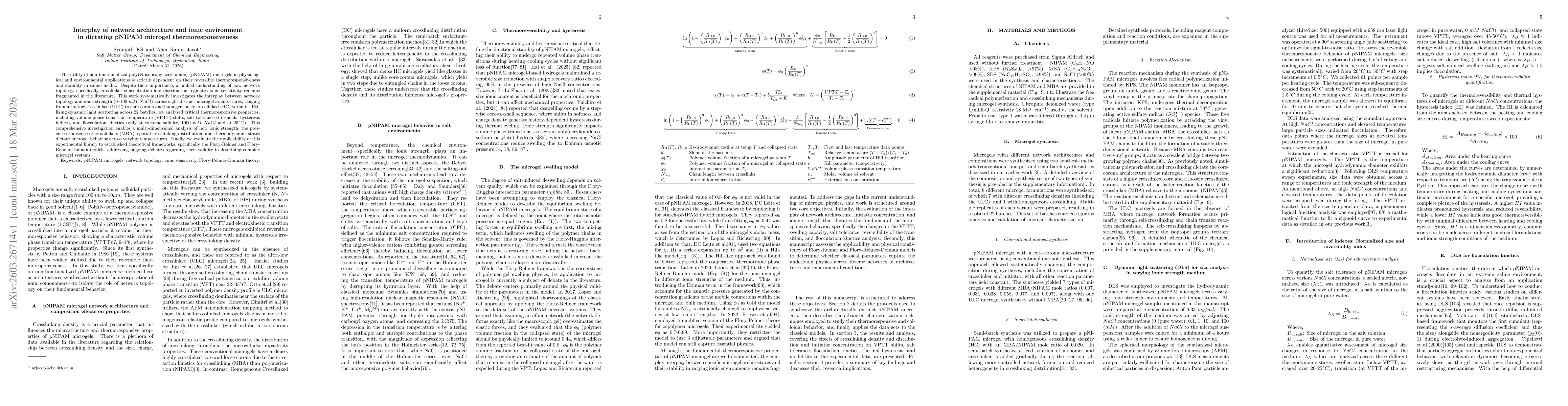 Thumbnail for Interplay of network architecture and ionic environment in dictating pNIPAM microgel thermoresponsiveness