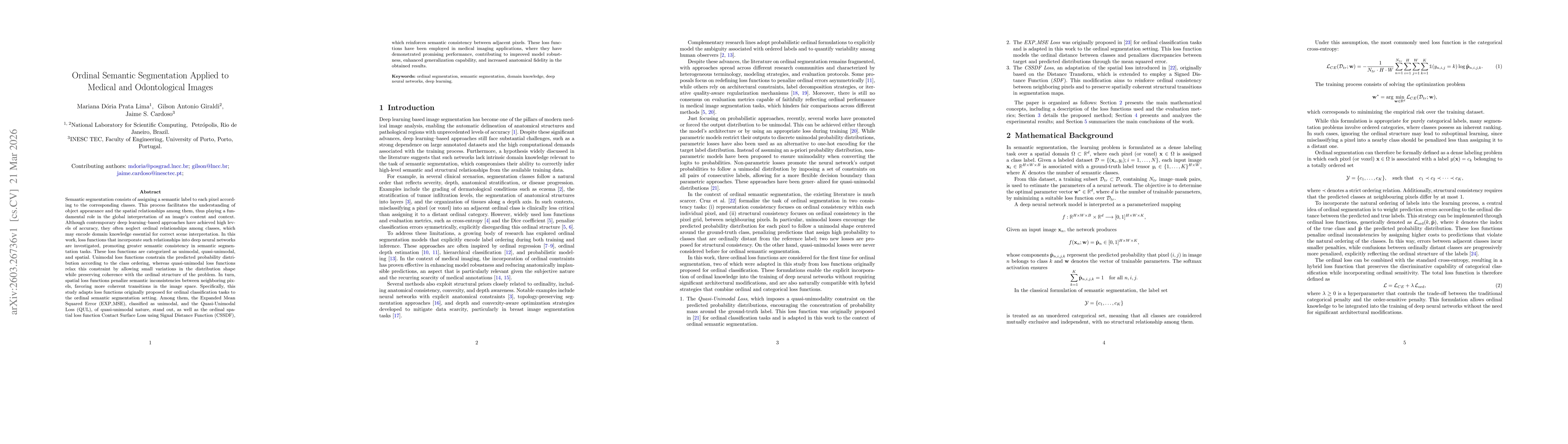 Thumbnail for Ordinal Semantic Segmentation Applied to Medical and Odontological Images