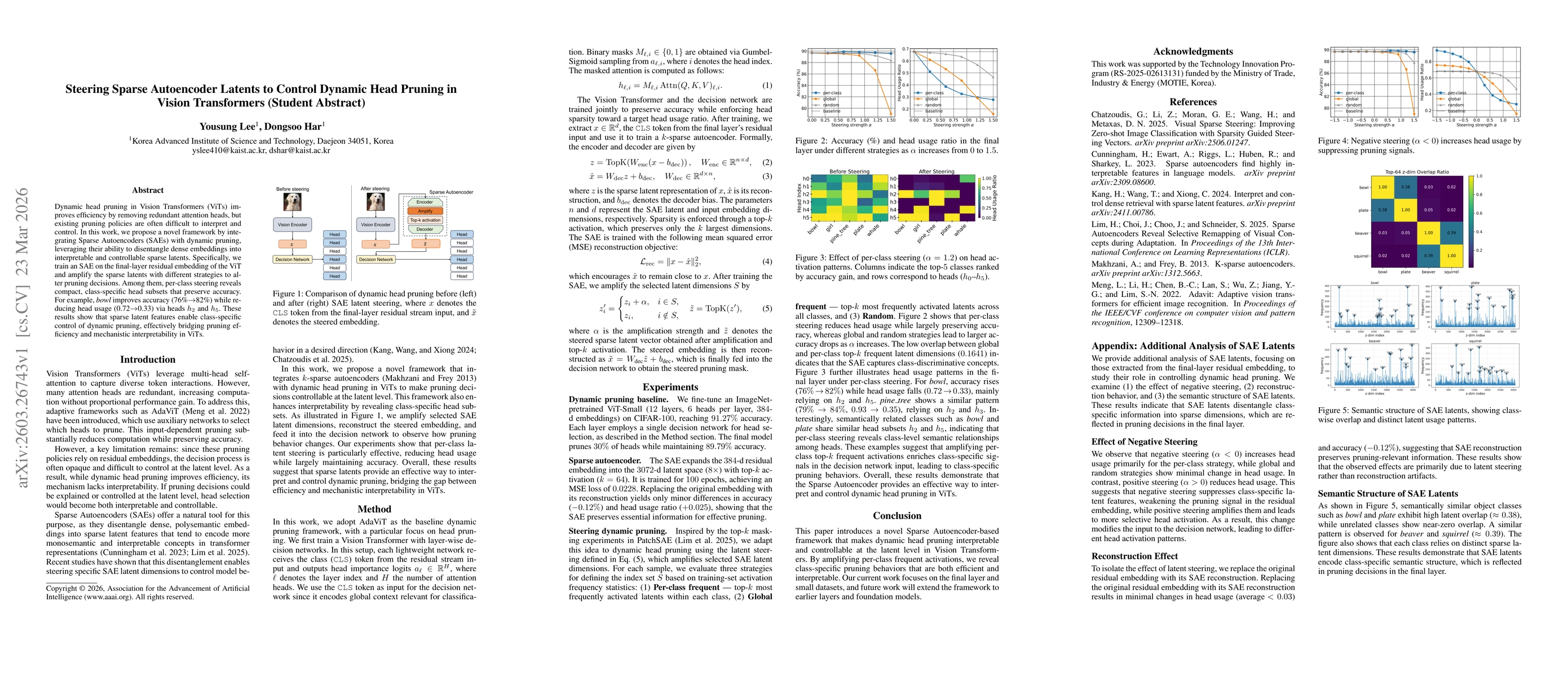 Thumbnail for Steering Sparse Autoencoder Latents to Control Dynamic Head Pruning in Vision Transformers (Student Abstract)