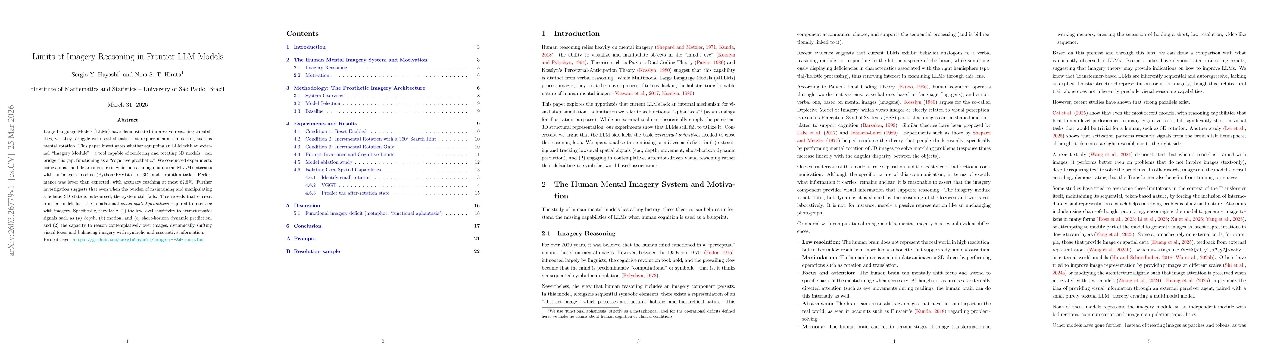 Thumbnail for Limits of Imagery Reasoning in Frontier LLM Models