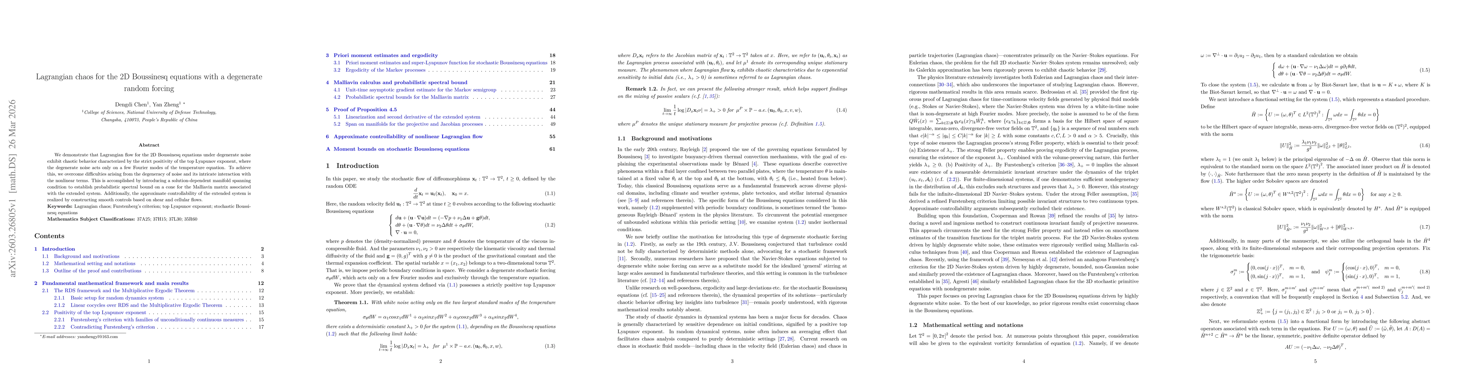 Thumbnail for Lagrangian chaos for the 2D Boussinesq equations with a degenerate random forcing