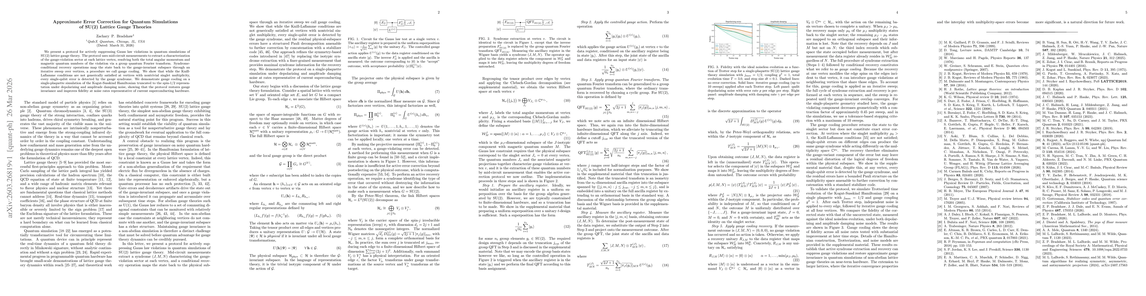 Thumbnail for Approximate Error Correction for Quantum Simulations of SU(2) Lattice Gauge Theories