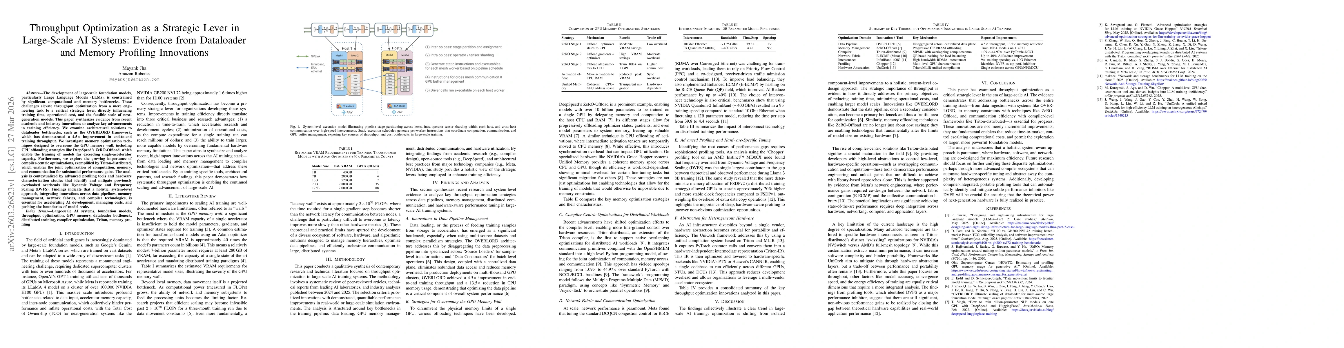 Thumbnail for Throughput Optimization as a Strategic Lever in Large-Scale AI Systems: Evidence from Dataloader and Memory Profiling Innovations