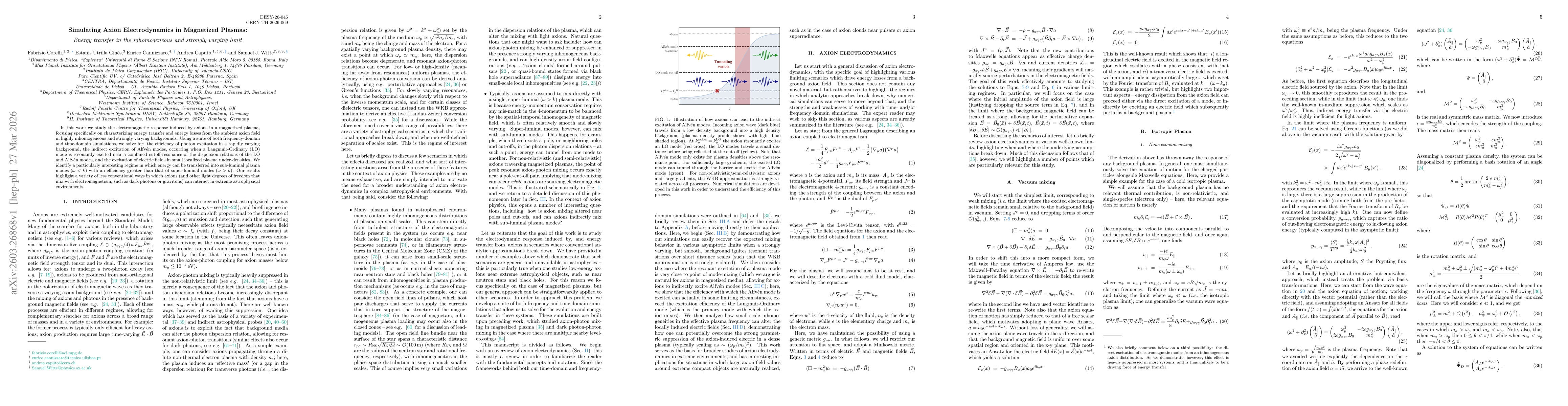 Thumbnail for Simulating Axion Electrodynamics in Magnetized Plasmas: Energy transfer in the inhomogeneous and strongly varying limit
