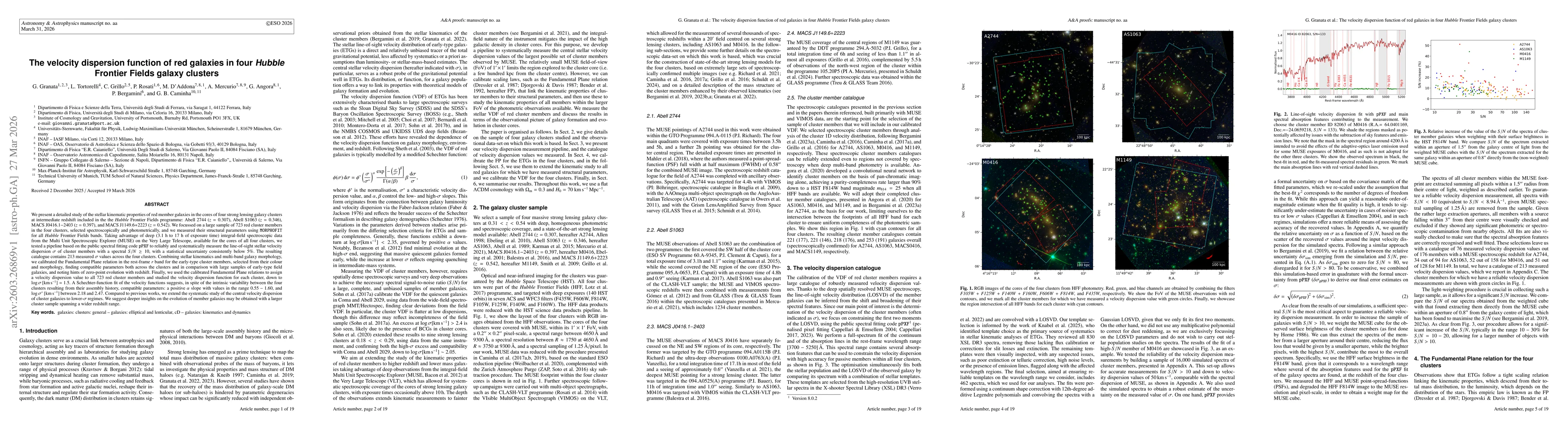 Thumbnail for The velocity dispersion function of red galaxies in four Hubble Frontier Fields galaxy clusters