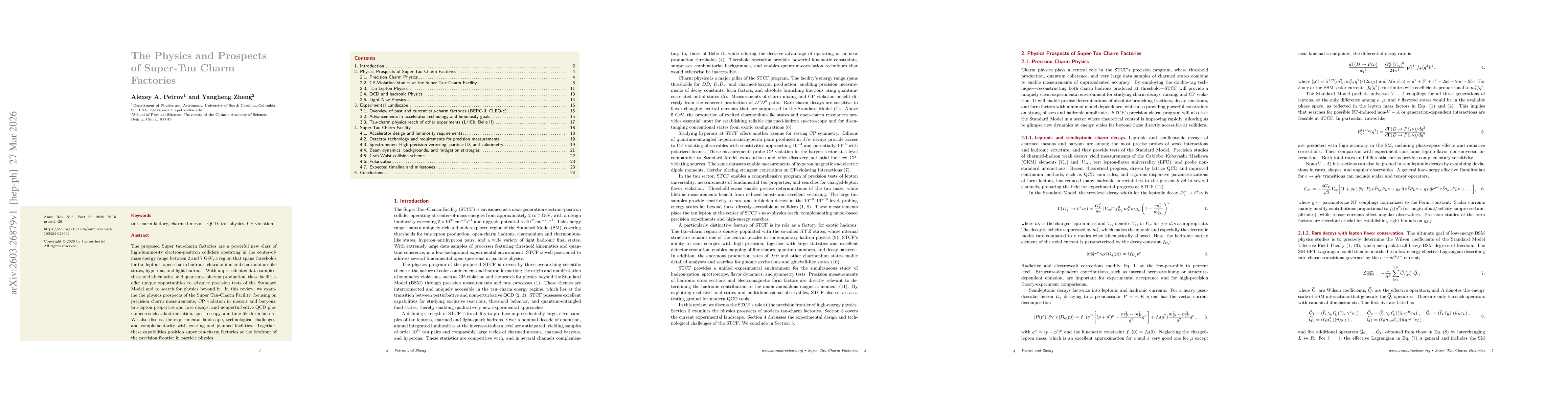 Thumbnail for The Physics and Prospects of Super-Tau Charm Factories