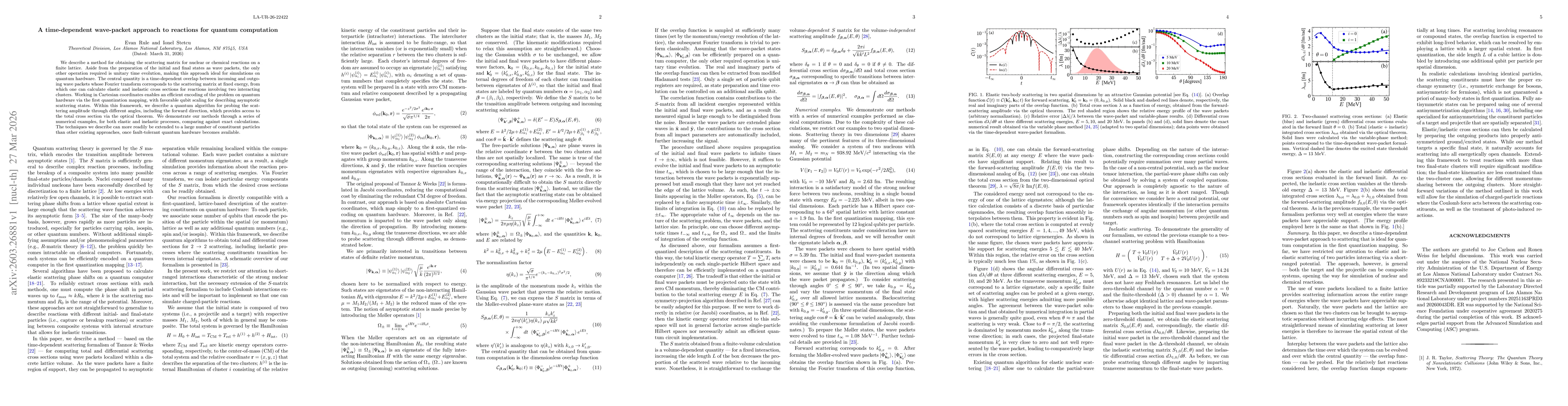 Thumbnail for A time-dependent wave-packet approach to reactions for quantum computation