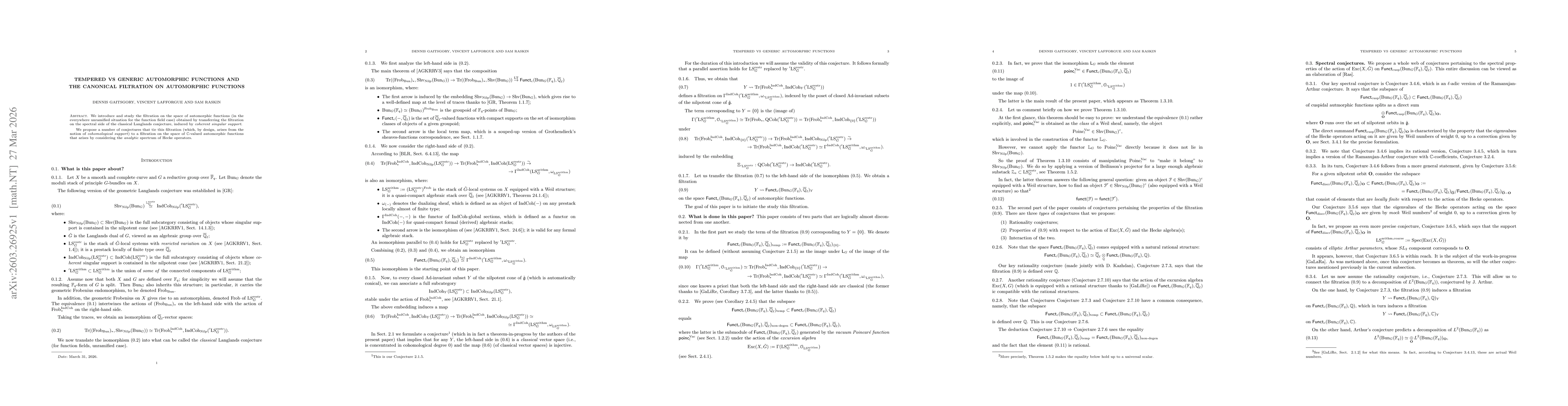 Thumbnail for Tempered vs generic automorphic functions and the canonical filtration on automorphic functions