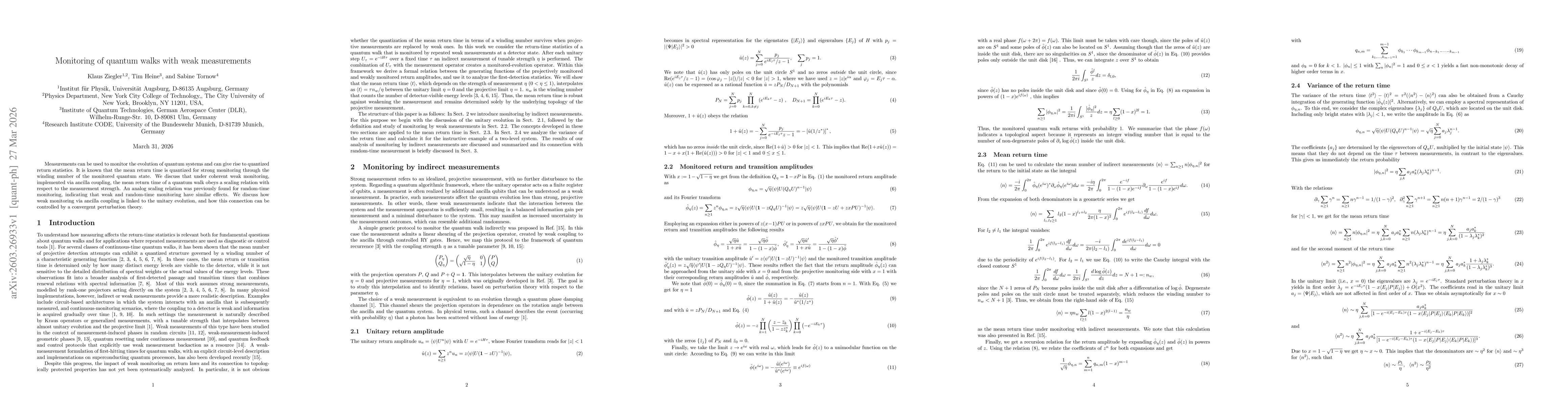 Thumbnail for Monitoring of quantum walks with weak measurements