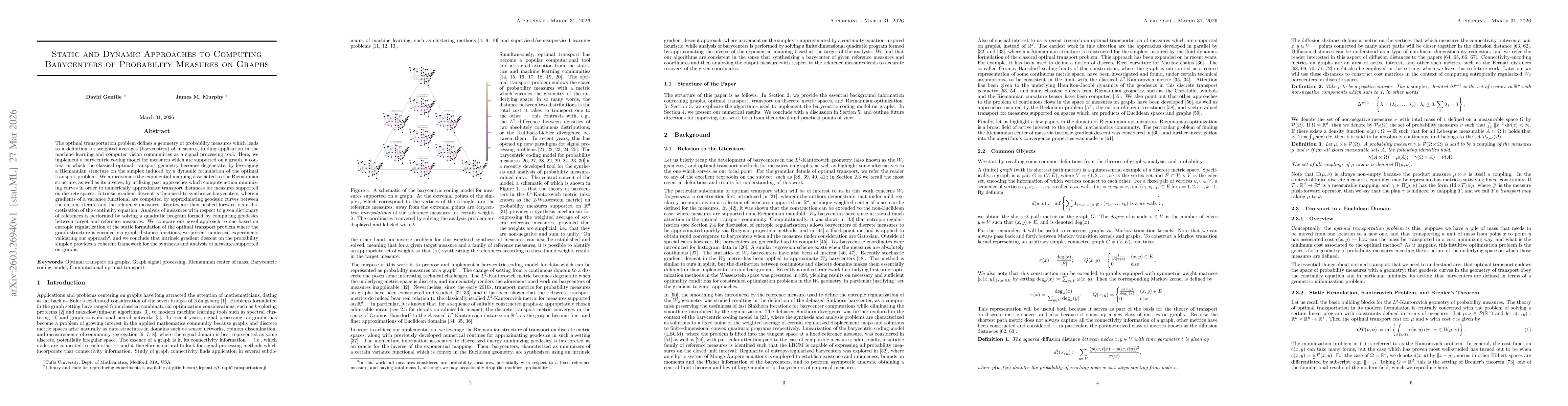 Thumbnail for Static and Dynamic Approaches to Computing Barycenters of Probability Measures on Graphs