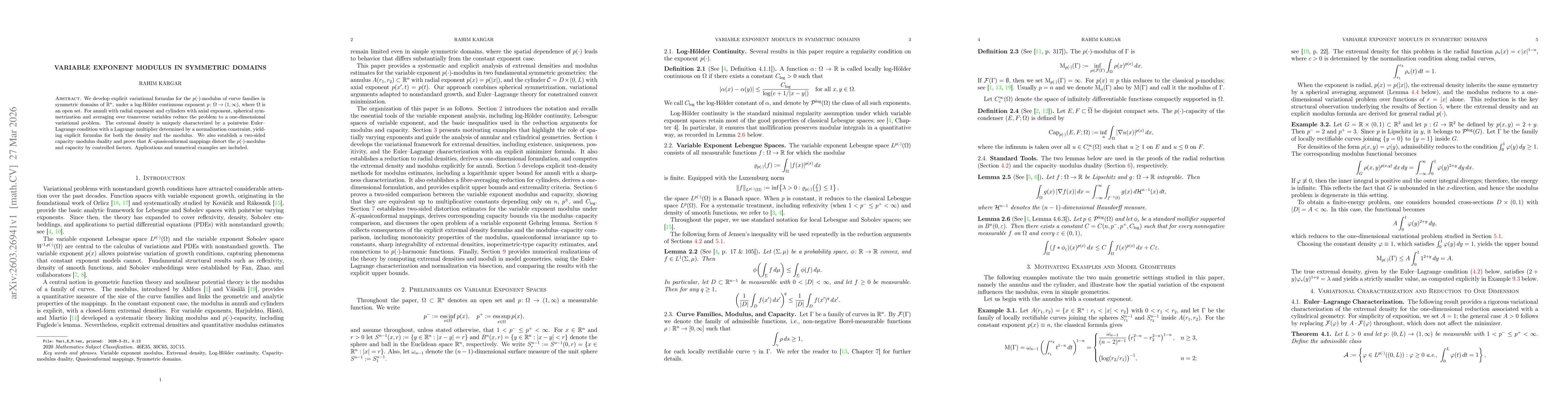 Thumbnail for Variable exponent modulus in symmetric domains