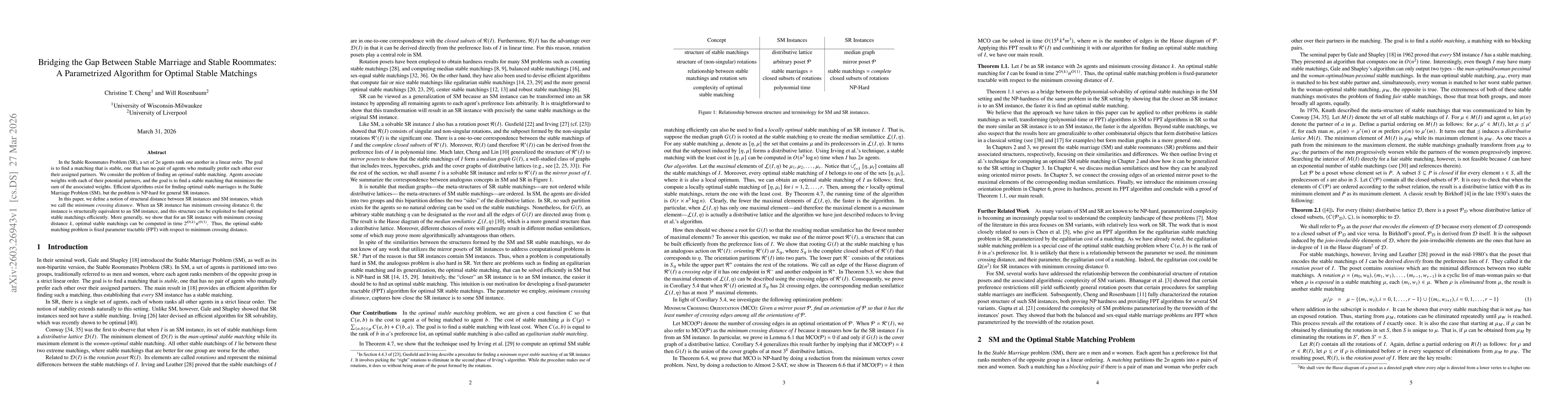 Thumbnail for Bridging the Gap Between Stable Marriage and Stable Roommates: A Parametrized Algorithm for Optimal Stable Matchings