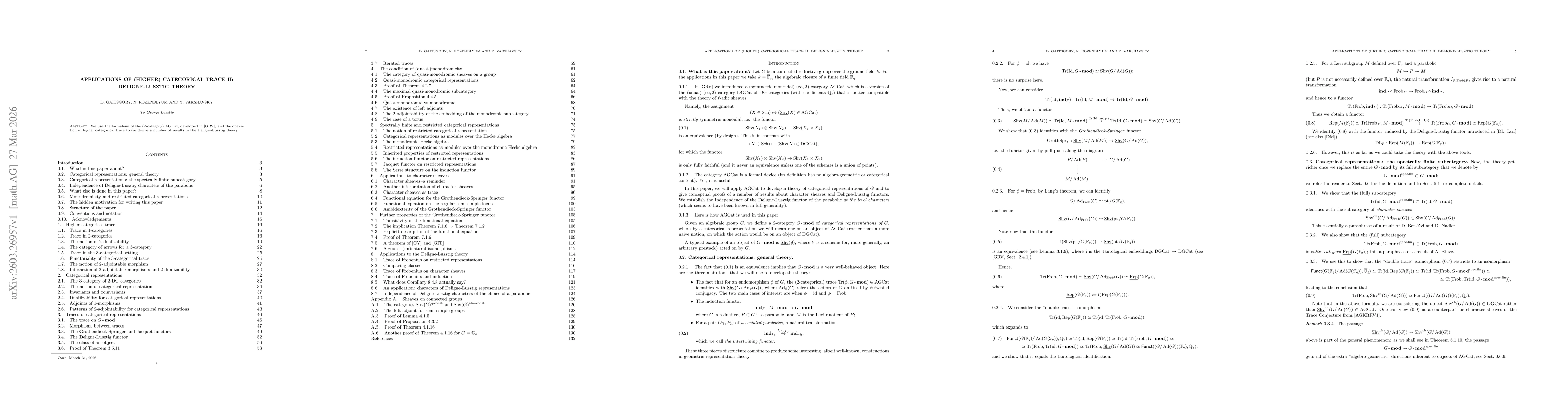 Thumbnail for Applications of (higher) categorical trace II: Deligne-Lusztig theory