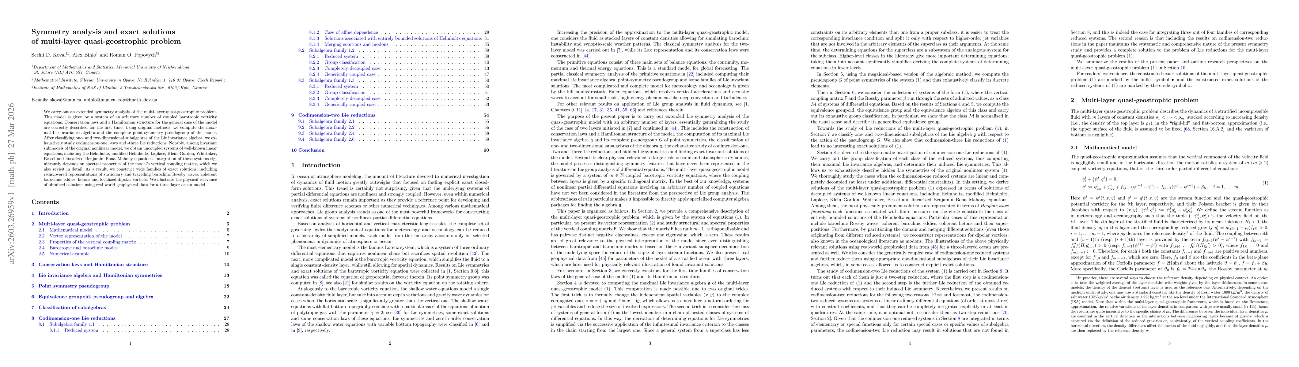 Thumbnail for Symmetry analysis and exact solutions of multi-layer quasi-geostrophic problem