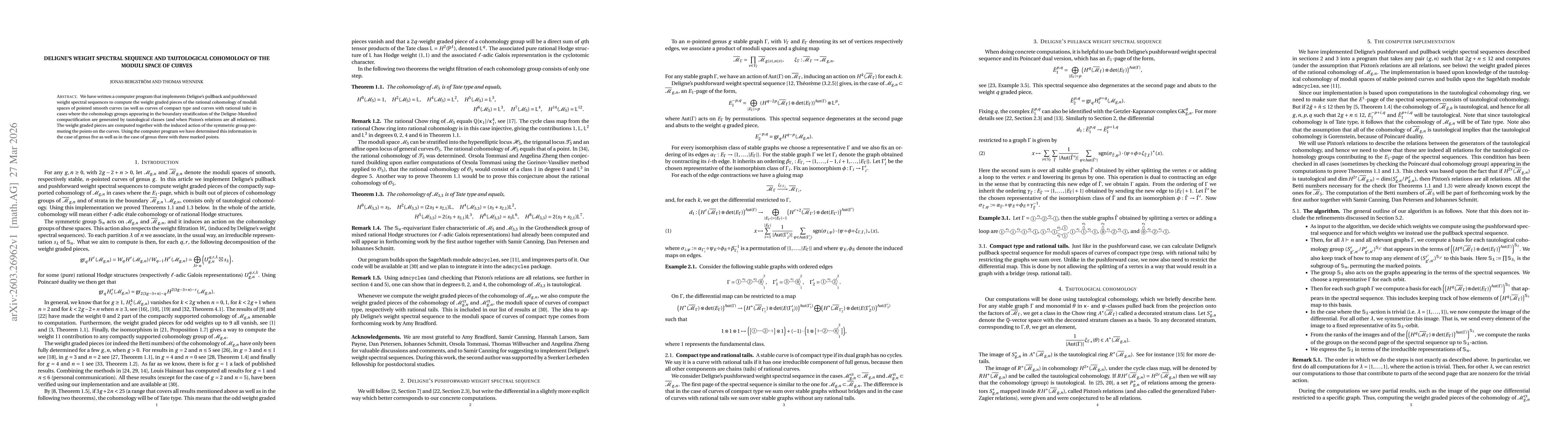 Thumbnail for Deligne's weight spectral sequence and tautological cohomology of the moduli space of curves