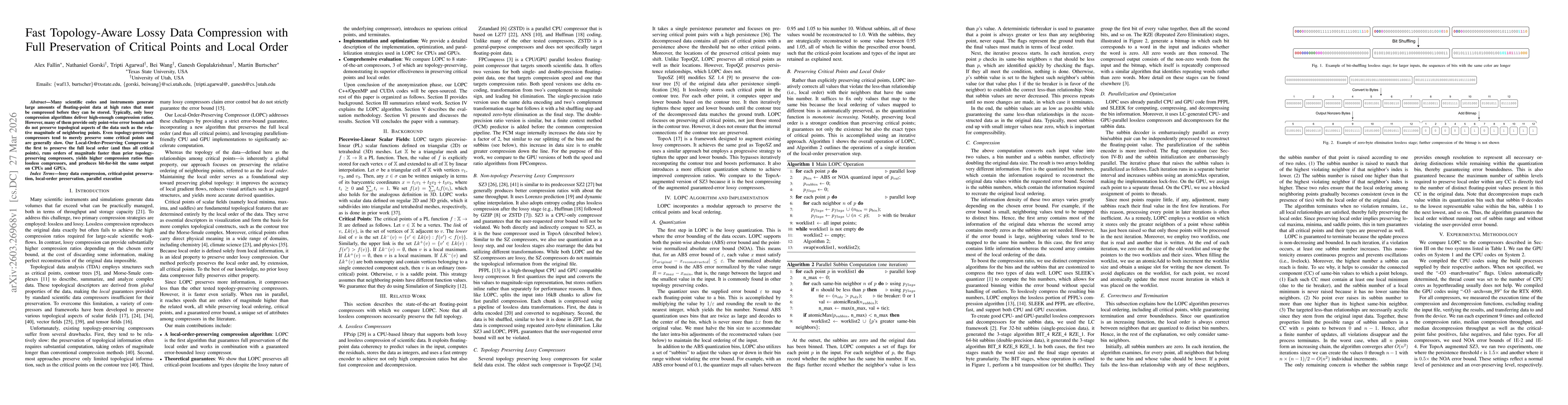 Thumbnail for Fast Topology-Aware Lossy Data Compression with Full Preservation of Critical Points and Local Order
