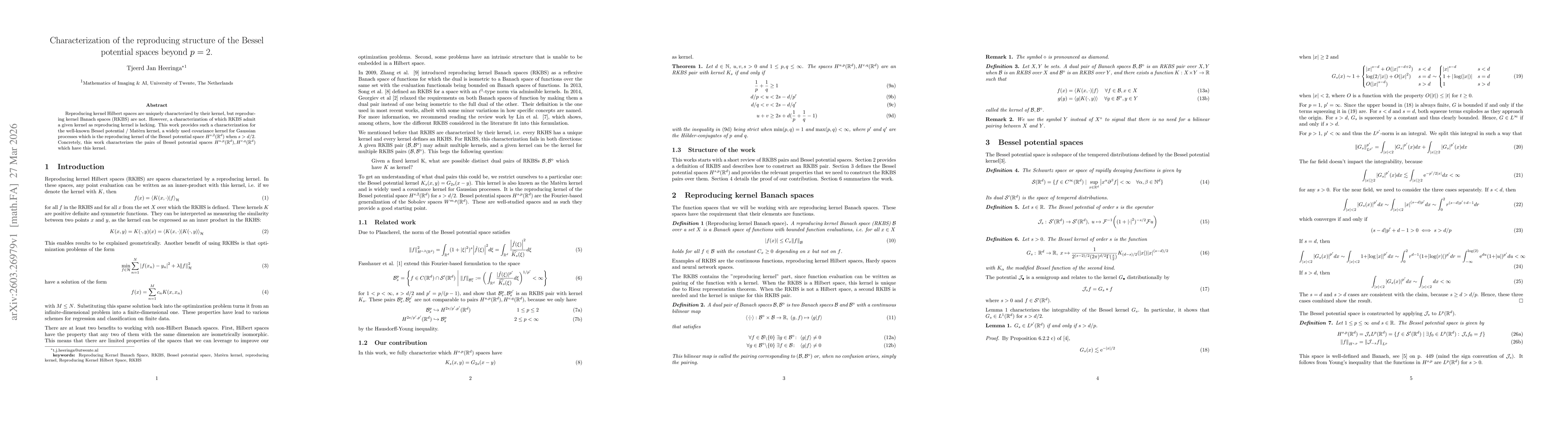 Thumbnail for Characterization of the reproducing structure of the Bessel potential spaces beyond $p=2$