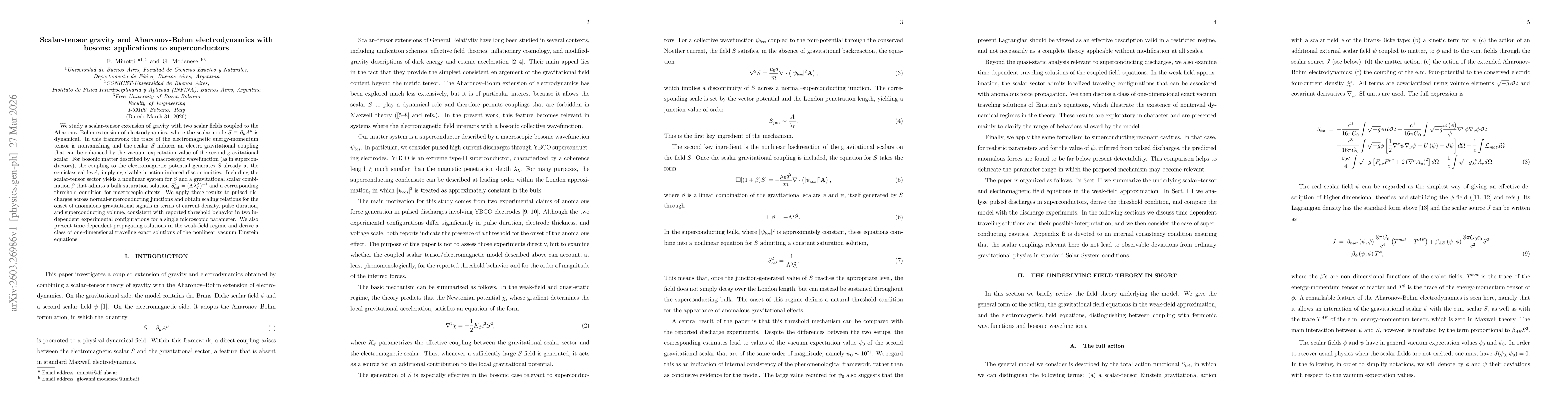 Thumbnail for Scalar-tensor gravity and Aharonov-Bohm electrodynamics with bosons: applications to superconductors