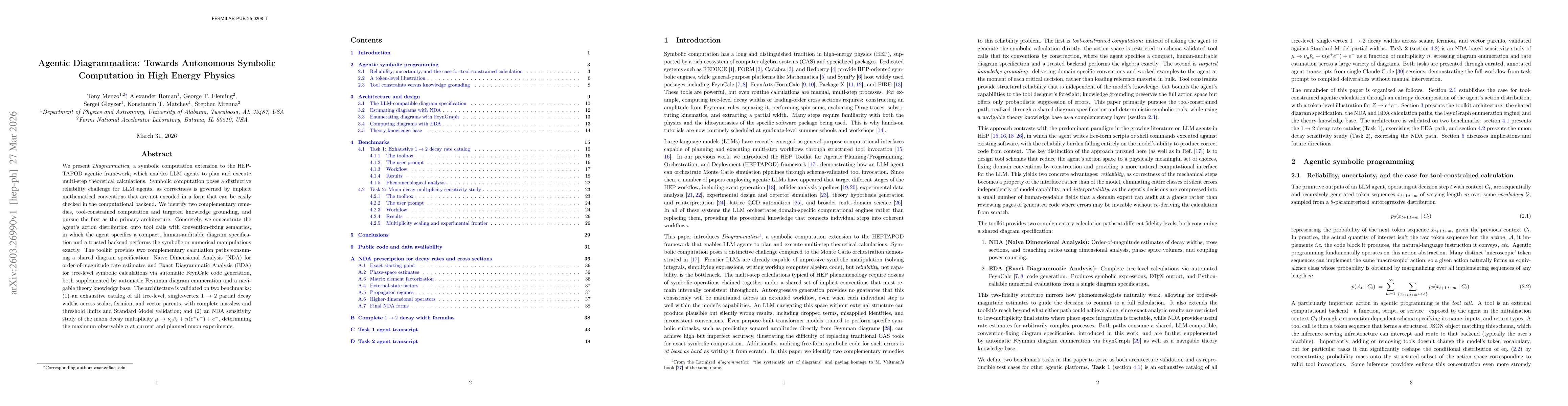 Thumbnail for Agentic Diagrammatica: Towards Autonomous Symbolic Computation in High Energy Physics