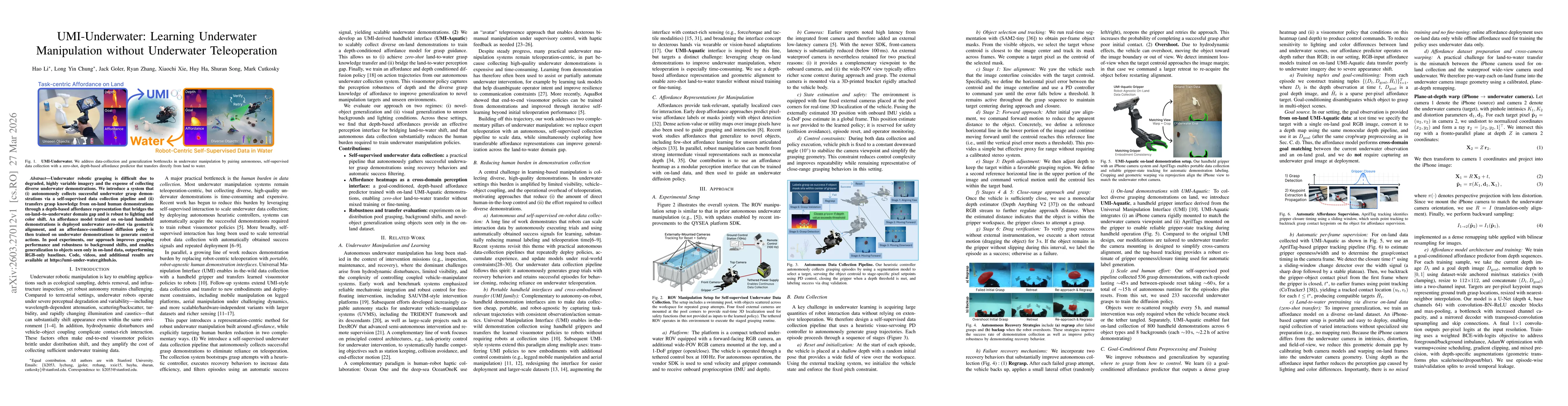 Thumbnail for UMI-Underwater: Learning Underwater Manipulation without Underwater Teleoperation