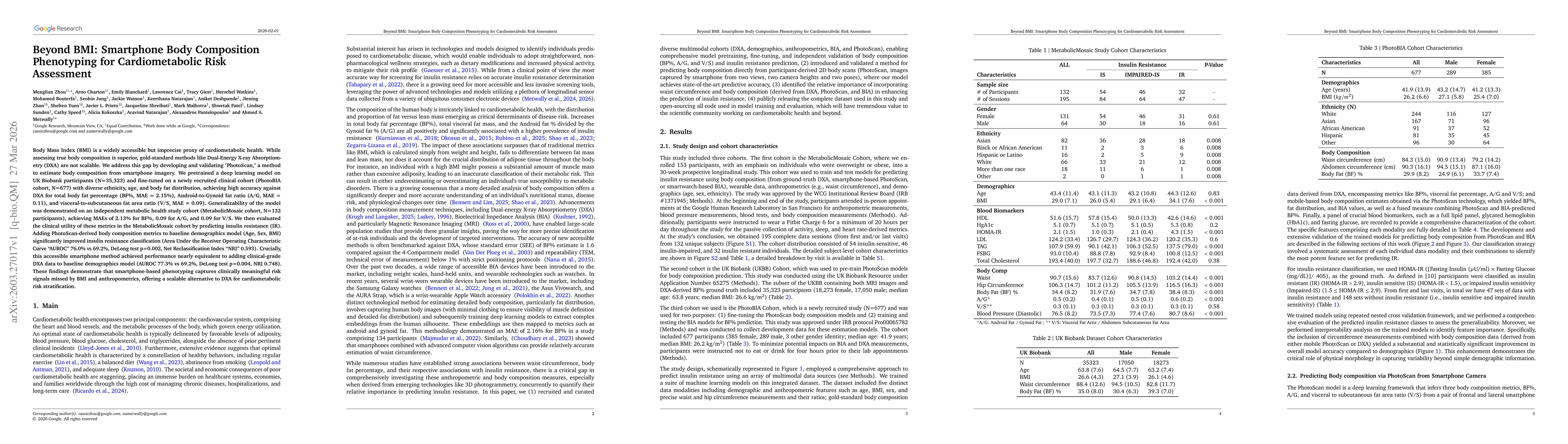 Thumbnail for Beyond BMI: Smartphone Body Composition Phenotyping for Cardiometabolic Risk Assessment