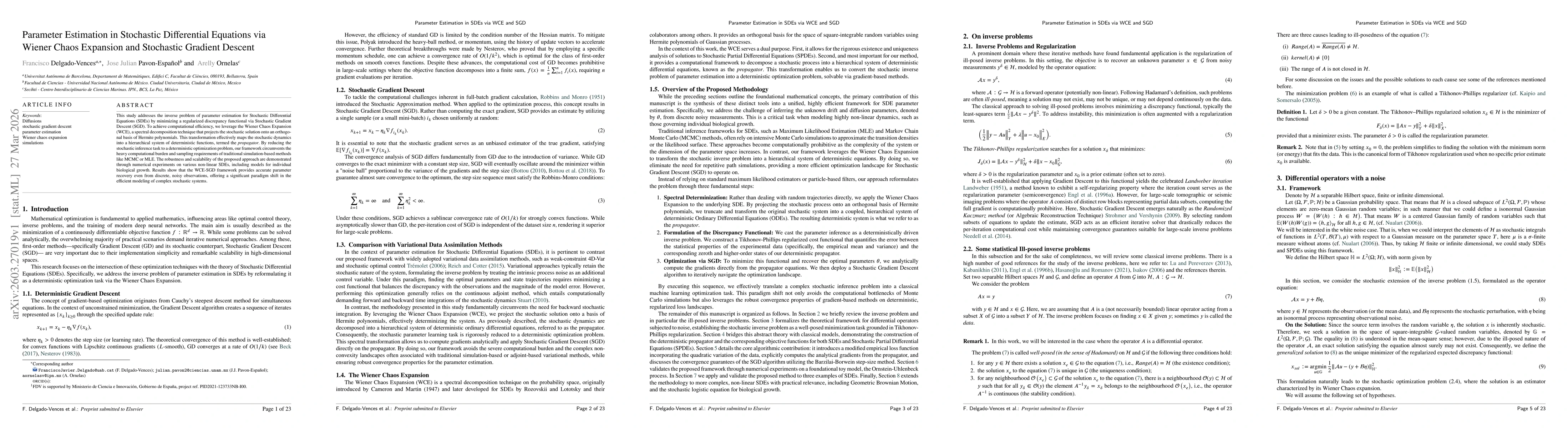 Thumbnail for Parameter Estimation in Stochastic Differential Equations via Wiener Chaos Expansion and Stochastic Gradient Descent